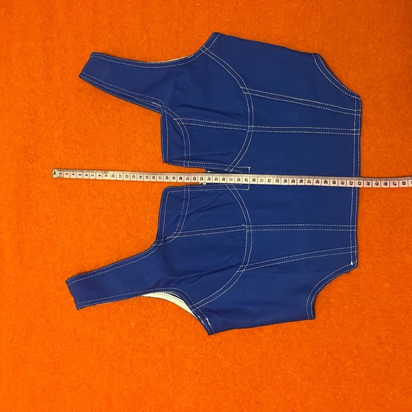 Love and Harmony slate blue contrasting seams denim bustier corset top NWT - Picture 13 of 14